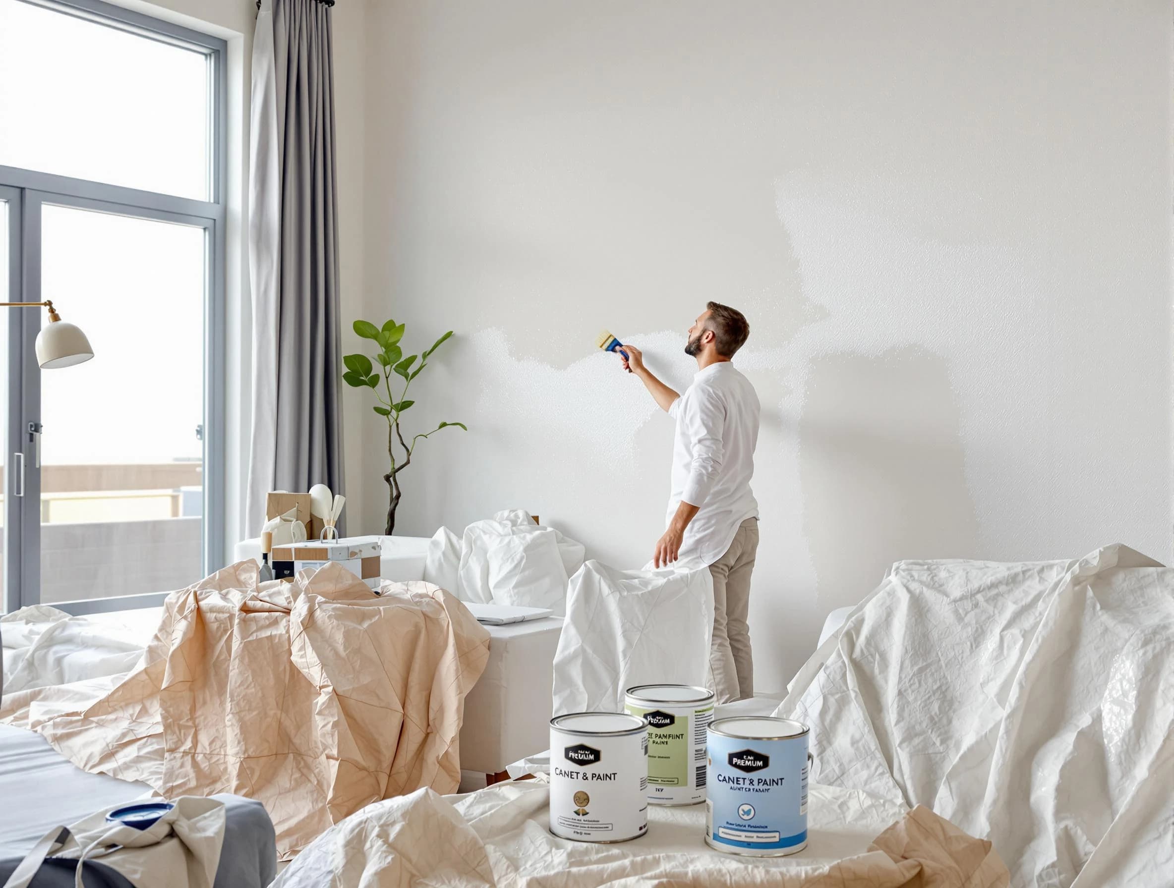 North Ridgeville House Painters team carefully painting an interior wall in North Ridgeville, OH