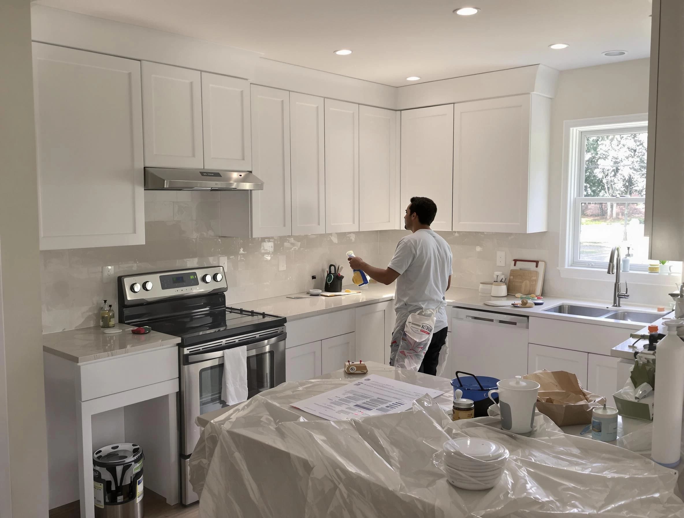 North Ridgeville House Painters performing detailed kitchen painting in North Ridgeville